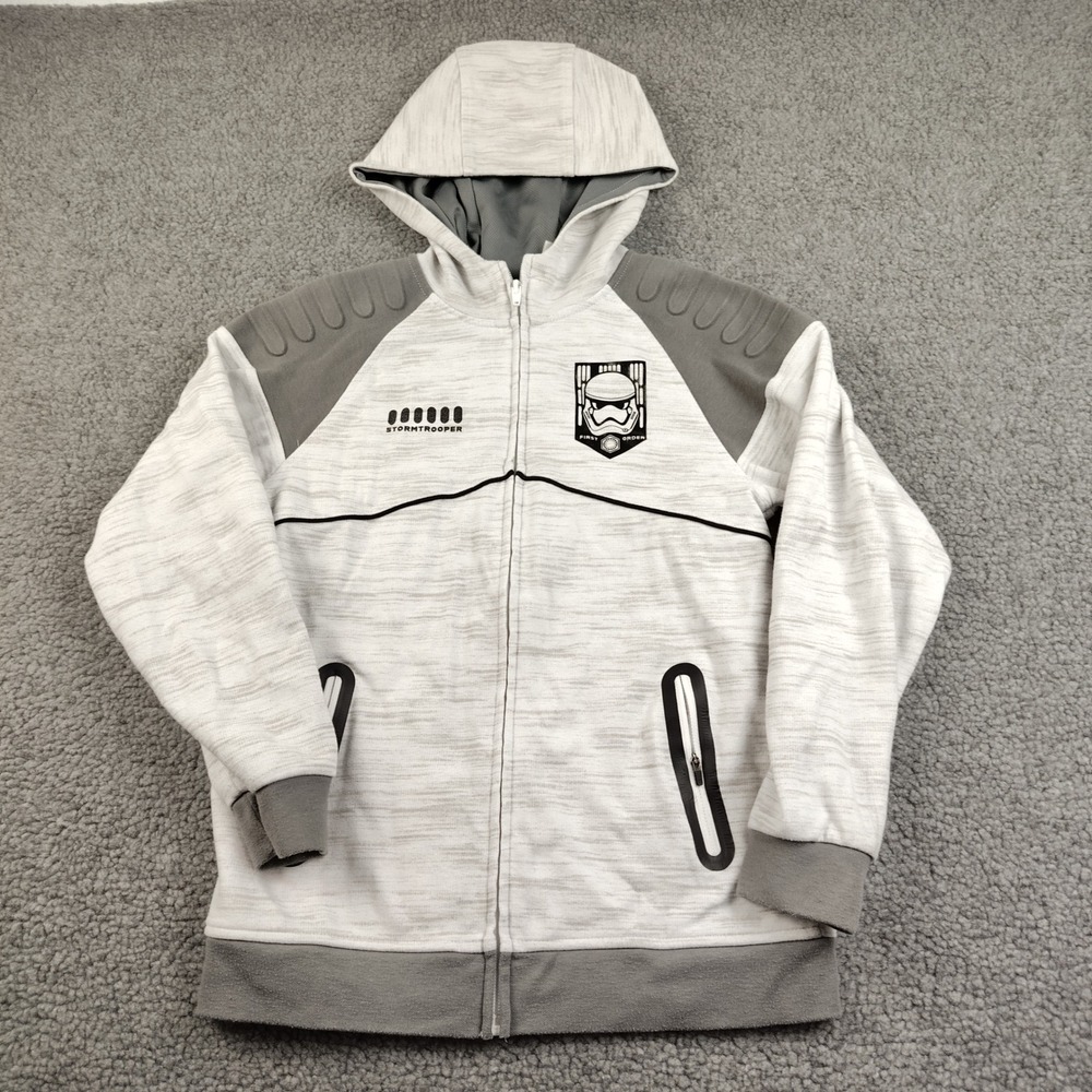 Star Wars Hoodie Boys 10/12 Medium First Order Stormtrooper Gray Zip Up EUC